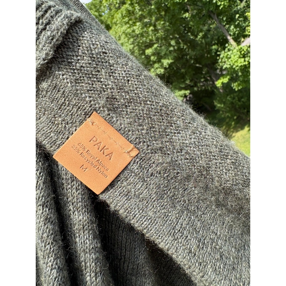 Paka Mens Crewneck Sweater Medium Green Royal Alpaca Knit Sustainable Peru - Picture 10 of 11